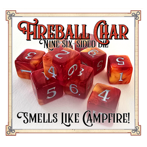 9 Six-Sided Fireball Char Scented Dice